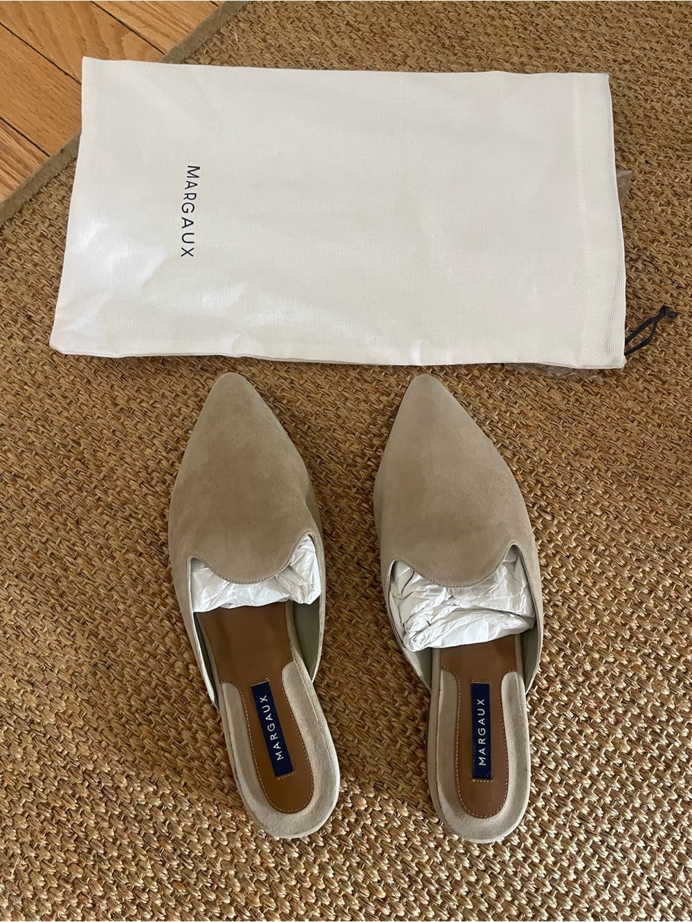Margaux Taupe Suede Pointed-Toe Slide Mules